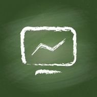 Computer icon on green chalkboard Realistic vector illustration N2