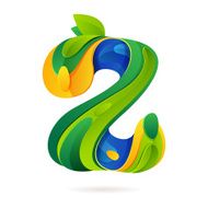 Z letter volume ecology logo with leaves and water drops