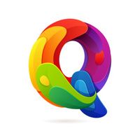 Q letter volume colorful logo with splash N2