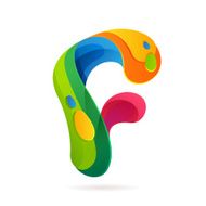 F letter volume colorful logo with splash N2