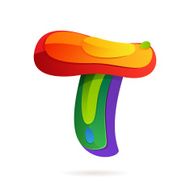 T letter volume colorful logo with splash N2