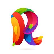 R letter volume colorful logo with splash N2