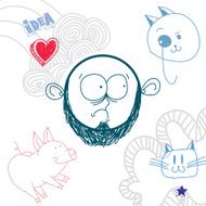 Vector graphic colorful drawing of personality face surprised