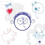 Vector hand drawn cartoon angry boy Education theme graphic N2