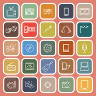Entertainment line flat icons on orange background