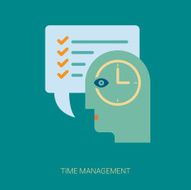 Time tracking and task management flat icons