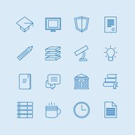 Education vector icons set Education students or school symbols Stock