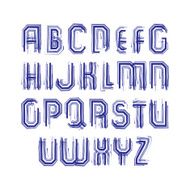 Multicolored handwritten striped uppercase letters vector doodl N2