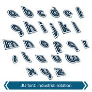 3D move font vector line retro style geometric font