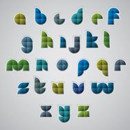 Colorful glossy geometric smooth comic font rounded letters