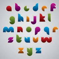 Colorful glossy geometric smooth comic font rounded letters N2