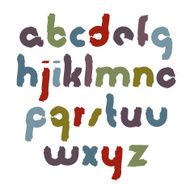 Vector bright smeared childish font handwritten lowercase