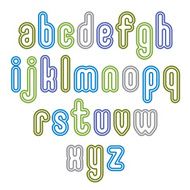 Double light green lowercase letters isolated on white backdrop
