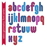 Multicolored binary striped distinct font geometric typeface