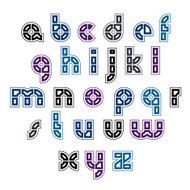 Rounded contrast technical small characters created from parts