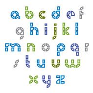 Round light technical lowercase letters set characters