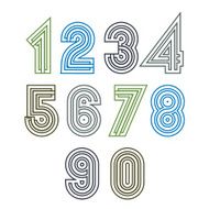 Retro geometric unusual striped numeration Vector poster bright