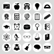 Set of black icons on white background Education
