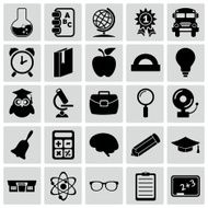 Set of black icons on white background Education N2