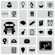 Set of black icons on white background Education N3