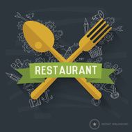 Spoon design on blackboard background clean vector