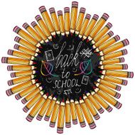 Back to school Frame with colorful pencil and blackboard Vector