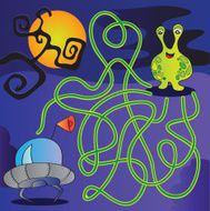 UFO monster maze - vector illustration