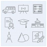 Back to school theme vector thin line icons N2