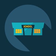 Flat modern design with shadow school building