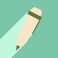 Flat with shadow icon and mobile application pen