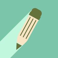 Flat with shadow icon and mobile application colored pencil