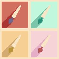 Flat with shadow concept and mobile application pens