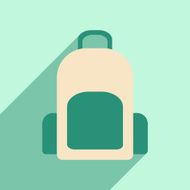 Flat with shadow icon and mobile application backpack