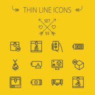 Technology thin line icon set N3