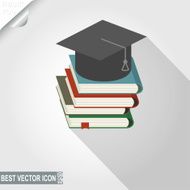 Graduation cap over the book stack vector icon