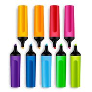 Set of Realistic 3D Colorful Multicolored Markers