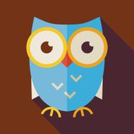 Flat Knowledge and Education Owl Illustration with long Shadow