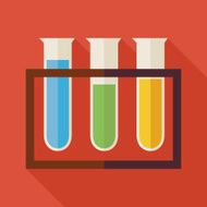 Flat Education and Science Chemistry Glass Bulb Illustration wit