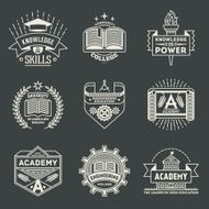 Retro design insignias high education logotypes set 2