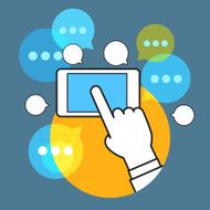Communicating dia modern smartphone concept Simple line design illustration