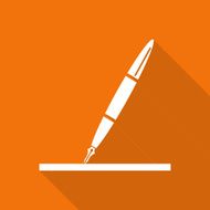 pen flat icon with long shadow