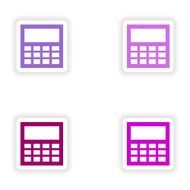 assembly realistic sticker design on paper calculator