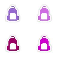 assembly realistic sticker design on paper rucksack
