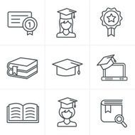 Line Icons Style Education icons set