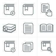 Line Icons Style Book Set Vector Design