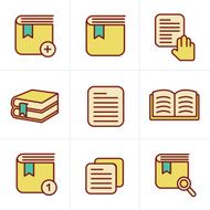 Icons Style Book Set Vector Design