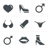 Sex And XXX Icons Set Vector Design