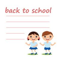 Illustration cute boy and girl with blank back to school N2