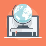 Globe and Books flat style colorful vector icon