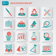 Education icons on clean buttons vector